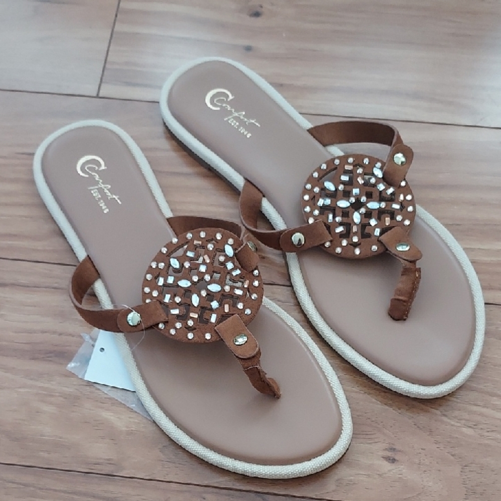 Tan Embellished Sandals